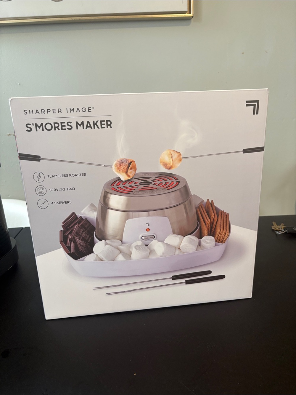 Sharper Image Silver Flameless S'mores Maker with White Tray
